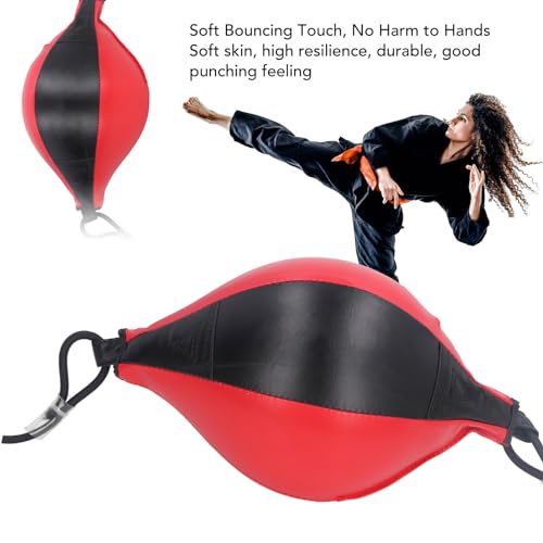 Double End Punching Bag, PU Leather Boxing Ball for Training with Adjustable Cord, Improve Reflexes and Speed for All Skill Levels