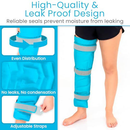 Arctic Flex Full Leg Ice Pack Wrap (Hot & Cold Therapy) - Large, Reusable Gel Ice Pack for Injuries & Swelling - ICY Sleeve for Leg Pain Relief - Cold/Hot Wrap for Thigh, Hips, Knee, Shins & Back
