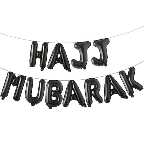 HAJJ MUBARAK Party Balloon for Festival Gathering Decorations Eid Mubarak Party Supplies Decorations (HAJJ MUBARAK Black) - color: Hajj Mubarak Black