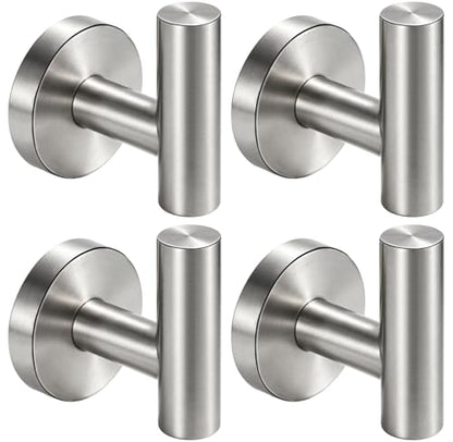 Nolimas Bathroom Towel Hooks, SUS 304 Stainless Steel Coat Hook Round Clothes Towel Coat Robe Hook Cabinet Closet Door Sponges Holder for Bath Kitchen Garage Hotel,Wall Mounted, Brushed Nickel, 4Pack - color: 4pcs Brushed Nickel