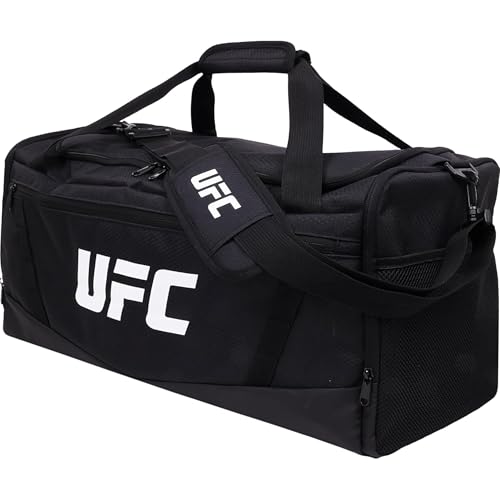 UFC Gym Bag, Black | 22 Inch Carry On Large Travel Duffel Bag for Men and Women, Shoe Compartment, MMA Workout Equipment and Sports Accessories