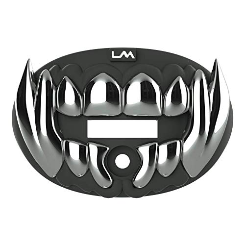 Loudmouth Football Mouth Guard - 3D Chrome Beast Football Mouthpiece, Fits Adult & Youth Ages 5+, Accessories Mouth Guard (3D Beast - Chrome Black/Silver) - color: 3d Beast - Chrome Black/Silver