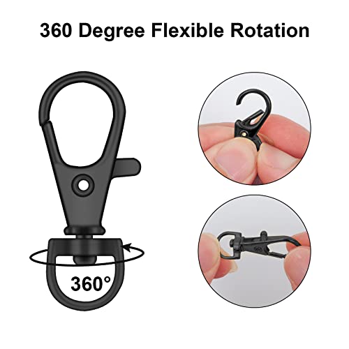 120PCS Premium Swivel Lanyard Snap Hook with Key Rings, Metal Keychain Hooks for Jewelry Making, Crafts (Gun Black) - color: Gun black