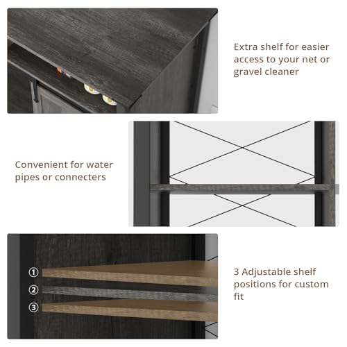 VOWNER 75-120 Gallon Fish Tank Stand with Power Outlet, Farmhouse Aquarium Stand with Storage Cabinet & Sliding Barn Doors, Heavy Duty Reptile Tank Stand, for 2 Tanks, 1000LBS Capacity, Grey - color: Grey