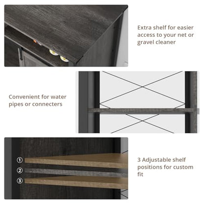 VOWNER 75-120 Gallon Fish Tank Stand with Power Outlet, Farmhouse Aquarium Stand with Storage Cabinet & Sliding Barn Doors, Heavy Duty Reptile Tank Stand, for 2 Tanks, 1000LBS Capacity, Grey - color: Grey