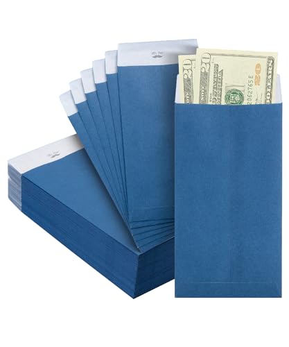 Mr. Pen- Money Envelopes for Cash, 6.5" x 3.5", 100 Pack, Kraft Paper | Self-Adhesive Bulk Cash Envelopes for Budgeting, Money and Coin Saving, Check, Budget, Small Item Organizing - color: Blue, size: 100 Pack