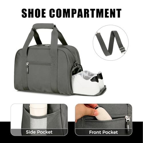 SeaRock 14 inch Small Gym Bag for Men & Women, Mini Duffle Bag with Shoe Compartment, Carry On Duffel Bag for Travel Sports, Dark Grey - color: Dark Grey