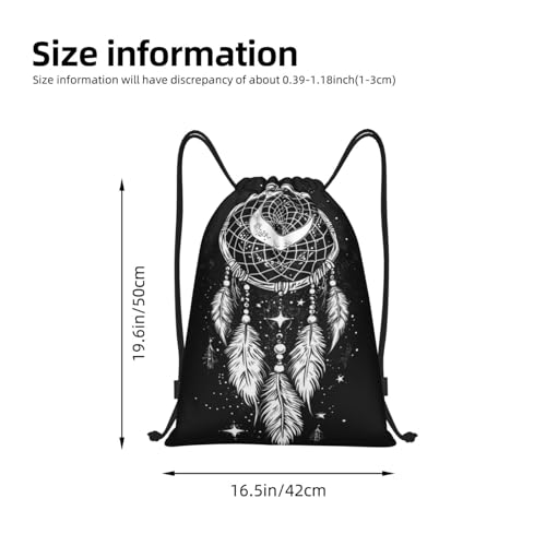 Intricate Dreamcatcher with Crescent Moon Drawstring Bags Reusable Polyester Durable Lightweight Storage Bags for Travel Gym Promotional Events Daily Organization