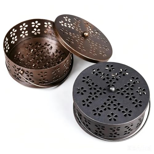 2-Pack Mosquito Coil Holder with Handle and Lid