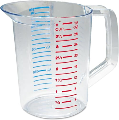 Rubbermaid Commercial Products Bouncer Clear Measuring Cup 4-Cup/1-Quart Clear Strong Food Grade Easy Read for Liquid/Dry Ingredients for Home/Professional Kitchen 32-Ounce (Pack of 6) - size: 32-Ounce (Pack of 6)