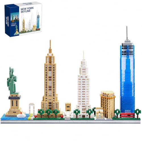 New York Skyline Architecture Micro Mini Building Block Set 3452 Pcs Famous USA City Landmark Model Kit for Adults Teens Home Office Desk Decor Display Gift - style: New York Skyline