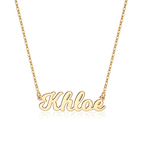 Ursteel Custom Name Necklace Personalized, 14K Gold Plated Personalized Name Necklace Dainty Name Plate Necklace Jewelry Personalized Gifts for Women - style: Khloe