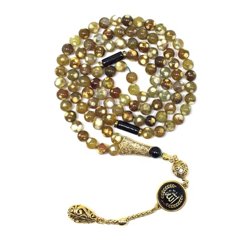 Special Prayer Beads Series -99 Beads- Tesbih Tasbih Tasbeeh Misbaha Masbaha Subha Sebha Sibha (Fire Agate Natural Stone -8 mm 99 Beads-) - color: Fire Agate Natural Stone -8 mm 99 Beads-