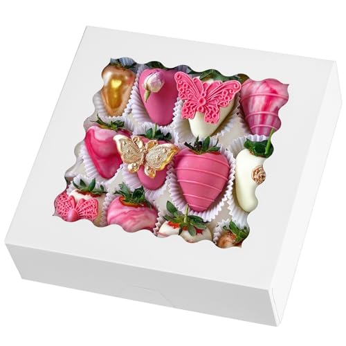 ZORRITA White Pie Boxes with Window, 20 Pack, 9" x 9" x 2.5" - size: 9"L x 9"W x 2.5"H
