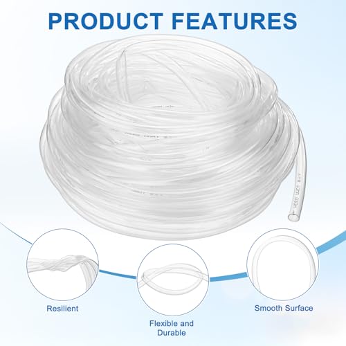 M METERXITY Vinyl Tubing 10mm ID x 12mm OD 100ft Flexible Plastic Tube with 2 Hose Ties, Lightweight Hybrid PVC Hose for Water Gardening/Airline/Aquarium Tubing [Clear]