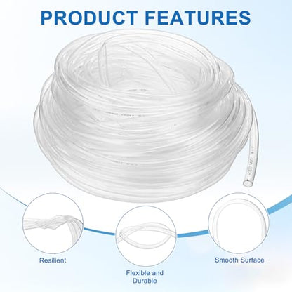 M METERXITY Vinyl Tubing 10mm ID x 12mm OD 100ft Flexible Plastic Tube with 2 Hose Ties, Lightweight Hybrid PVC Hose for Water Gardening/Airline/Aquarium Tubing [Clear]