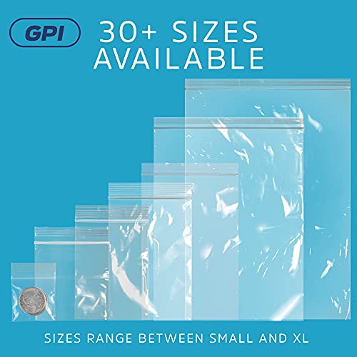GPI - 10" x 13" Zip Bags, 500 Count, Clear Plastic Reclosable Zipper Poly Baggies, with Resealable Zip Top Lock. for Freezer, Apparel, Clothing, Food, Home & Office Supplies. - size: 10" x 13"