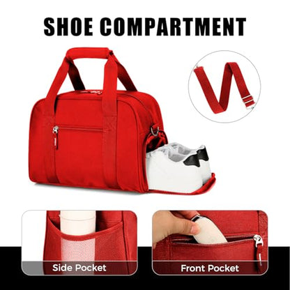 SeaRock 14 inch Small Gym Bag for Men & Women, Mini Duffle Bag with Shoe Compartment, Carry On Duffel Bag for Travel Sports, Red - color: Red