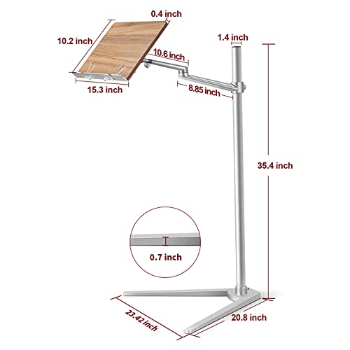 Bookstand, WoodPad, Rotating Holder for Laptop/Tablet/Phone, 2 Spring Clips