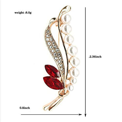 Crystal Pearl Flower Brooches Pins Fashion Beautiful Created Rhinestone Floral Brooch Good Idea for Party Dance Wedding Banquet for Elegant Women Girl - color: Pearl leaf brooch