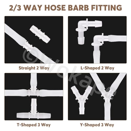 36Pcs Plastic Hose Barb Fitting Kit, 3/32" 5/32" 7/32" 1/16" 3/16" 5/16" 7/16" 9/16" 3/8" 1/4" 1/2" Stright/L/T/Y-Shaped Reducer fittings Pipe Connectors Aquarium Union Joint Splicer Adapter - style: Style 2