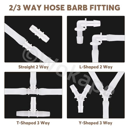 36Pcs Plastic Hose Barb Fitting Kit, 3/32" 5/32" 7/32" 1/16" 3/16" 5/16" 7/16" 9/16" 3/8" 1/4" 1/2" Stright/L/T/Y-Shaped Reducer fittings Pipe Connectors Aquarium Union Joint Splicer Adapter - style: Style 2