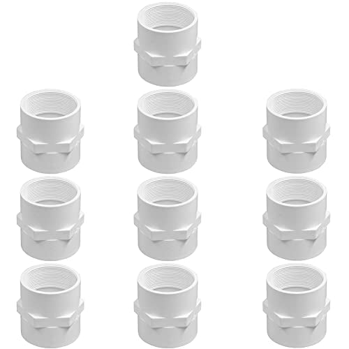 3/4" PVC Pipe Fitting Adapter Connector Union Coupling Schedule 40 (Slip Socket x NPT Female Pipe Thread), Pack of 10 - size: 3/4" NPT Female