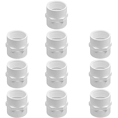 3/4" PVC Pipe Fitting Adapter Connector Union Coupling Schedule 40 (Slip Socket x NPT Female Pipe Thread), Pack of 10 - size: 3/4" NPT Female