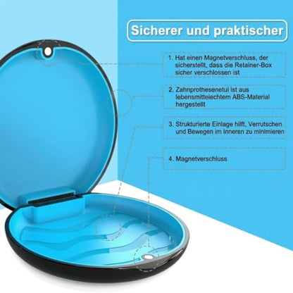 BVN Slim Retainer Case – Portable Dental Storage for Braces, Aligners & Mouth Guards | Sleek Black Protective Container for Dentures & Night Guards - size: Circular case