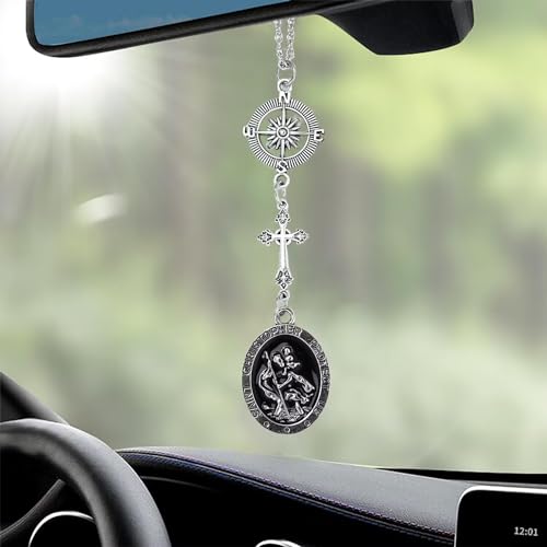 SANDOO St Christopher Medal for Car - Saint Christopher Charm Hanger, Protection Talisman, New Car Gift for Women & Men