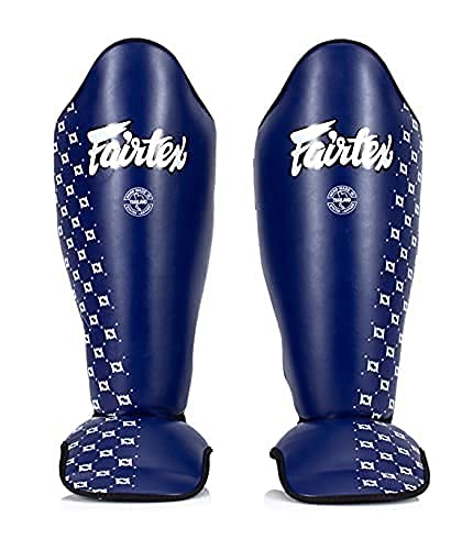 Fairtex SP5 남성, 여성, 아동용 무에타이 정강이 보호대 | 정강이는 프리미엄, 경량 및 내구성 | 훈련 또는 스파링 중에 정강이 부목을 방지하기 위한 확장된 보호 기능 - color: 블루., size: X-Large