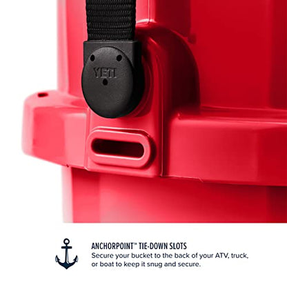 YETI Loadout 5-Gallon Bucket, Impact Resistant Fishing/Utility Bucket - color: Rescue Red