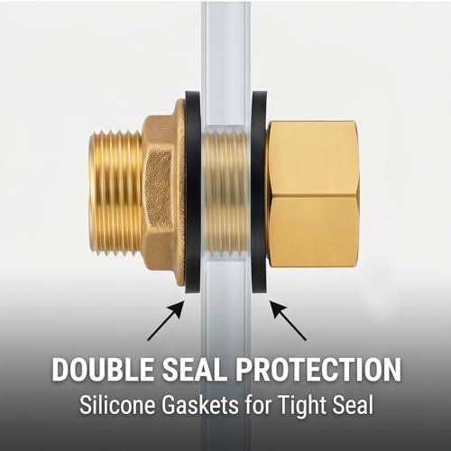 3/4 Inch Brass Bulkhead Fitting G1 Male & Female Water Tank Connector Adapter Fitting with 4 Rubber Gasket, Thru-Bulk Pipe Fitting for Rain Barrels Aquariums Ponds Industrial Plumbing - size: G3/4