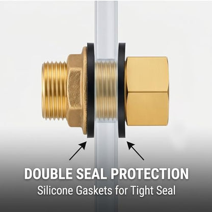 3/4 Inch Brass Bulkhead Fitting G1 Male & Female Water Tank Connector Adapter Fitting with 4 Rubber Gasket, Thru-Bulk Pipe Fitting for Rain Barrels Aquariums Ponds Industrial Plumbing - size: G3/4