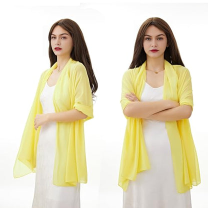 YOUR SMILE for Women Lightweight Breathable Solid Color Soft Chiffon Long Fashion Scarves Sun-proof Shawls Wrap - color: Yellow