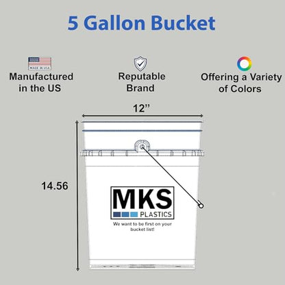 5-Gallon Bucket Only – No Lid Included, Made in USA, Food Grade BPA Free Plastic, Heavy Duty Multi-Use, Metal Handle with Grip, Stackable Storage – Black, 3 Pack - color: Black, size: 3