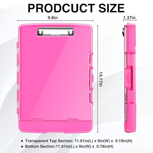 Sooez Original Clipboard with 2 Storage & Pen Holder, Heavy Duty Clip Boards 8.5x11 with Dual Storage, Clearview Dry Erase Coach Clipboard with Real Hinge, High Capacity, School & Office Supplies - color: Pink