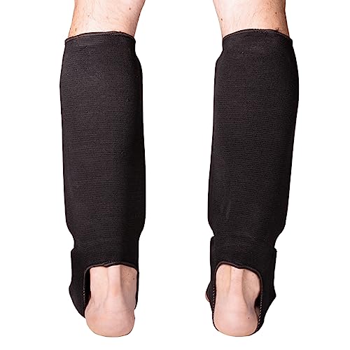 Cloth Shin & Instep Padded Guards - Kickboxing, Muay Thai Sparring Protective Leg Shin Foam for Kids and Adults (Pair) - size: X-Large