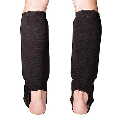 Cloth Shin & Instep Padded Guards - Kickboxing, Muay Thai Sparring Protective Leg Shin Foam for Kids and Adults (Pair) - size: X-Large