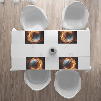 Placemats Set of 4 Heat Resistant Golf Ball on fire Place mat for Dining Table Non-Slip Table Mats Desktop Protection Pad Washable Place Mats for Kitchen Dining Outdoor - color: Golf Ball on Fire