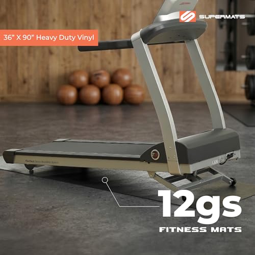 SuperMats Heavy Duty Equipment Non-Slip Mat 12GS | 36" × 90" – Fits large treadmills, ellipticals, rowers, recumbent bikes, home gyms, and fitness equipment. - color: Black