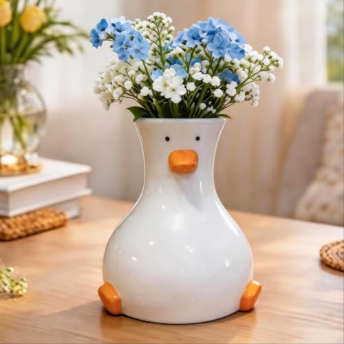 Handcrafted Ceramic Duck Vase, Tiny Funny Unique Modern Flower Vase - color: Duck Vase