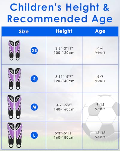BROTOU Shin Guards Soccer Youth, Soccer Shin Guards for Kids 3-15, Light Weight Adjustable Straps Shin Pads Protection Equipment with Ankle and Leg Calf Protection - color: Purple, size: Small