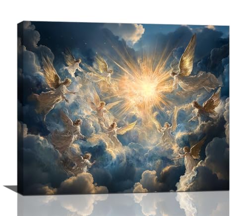 Angel Wall Art Cherub Pictures Wall Decor Angel Wings Canvas Print Painting Modern Home Decoration Framed Artwork For Living Room Bathroom Bedroom Kitchen Office 20"X24" - color: Angle, size: 20"L x 24"W