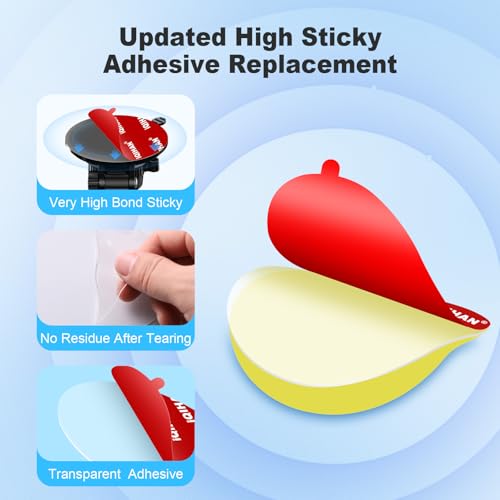 5pcs Sticky Adhesive Pads for Car Phone Mount, 70mm/ 2.76" Double-Sided Heavy Duty Sticker Gel Mounting Tapes Replacement Kit for Suction Cup Dashboard Cell Phone Holder Windshield Dash Cam GPS Base - size: 2.76" / 70mm