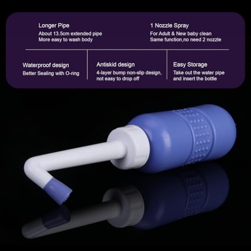 2PCS-Pack Portable Bidet 450ml Travel Bidets + Blue Backpacking Bidet,Peri Bottle for Postpartum and Perineal Care, Spray Bottle for Perineal Cleansing and Recovery - color: 450ml 1nozzle Bidet + Pocket Bidet