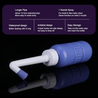 2PCS-Pack Portable Bidet 450ml Travel Bidets + Blue Backpacking Bidet,Peri Bottle for Postpartum and Perineal Care, Spray Bottle for Perineal Cleansing and Recovery - color: 450ml 1nozzle Bidet + Pocket Bidet