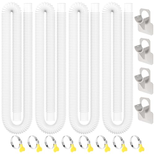 Pool Hoses for Above Ground Pool, 4 Pcs 1.25 Inch Pump Replacement Hose | 59" Long, Pool Filter Hose Accessory, PE, Swimming Pool Hose, Weahter Resistant, Water Pipe with Hose Holder, Metal Clamps - size: 4PSC Pool Pump Hoses