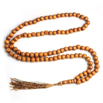 Wooden Tasbih Prayer Beads, 99 Bead Mala, Handcrafted with Tassel, for Dhikr, Meditation and Spiritual Focus