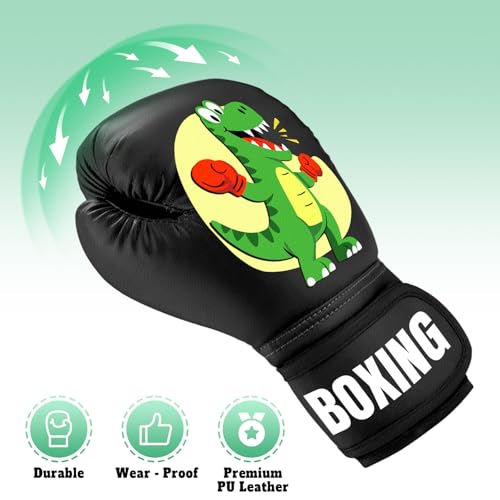 Kids Boxing Gloves for Boys & Girls, Youth Boxing Training Gloves for Kids Age 3 to 9 Years, 4OZ Training Sparring Gloves for Punching Bag Kickboxing Muay Thai MMA - color: Black